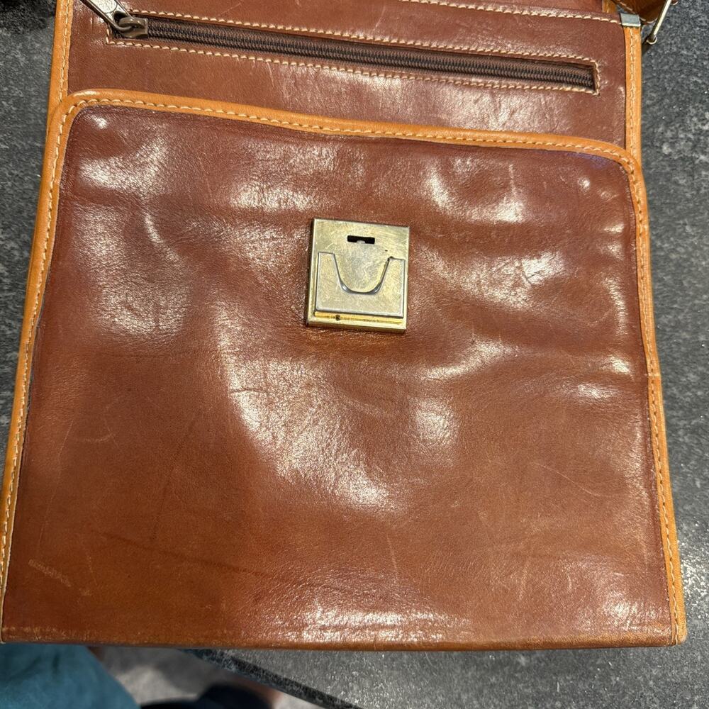 LoHi Genuine Leather S Messenger Bag Brown Vintage Crossbody Satchel Structured